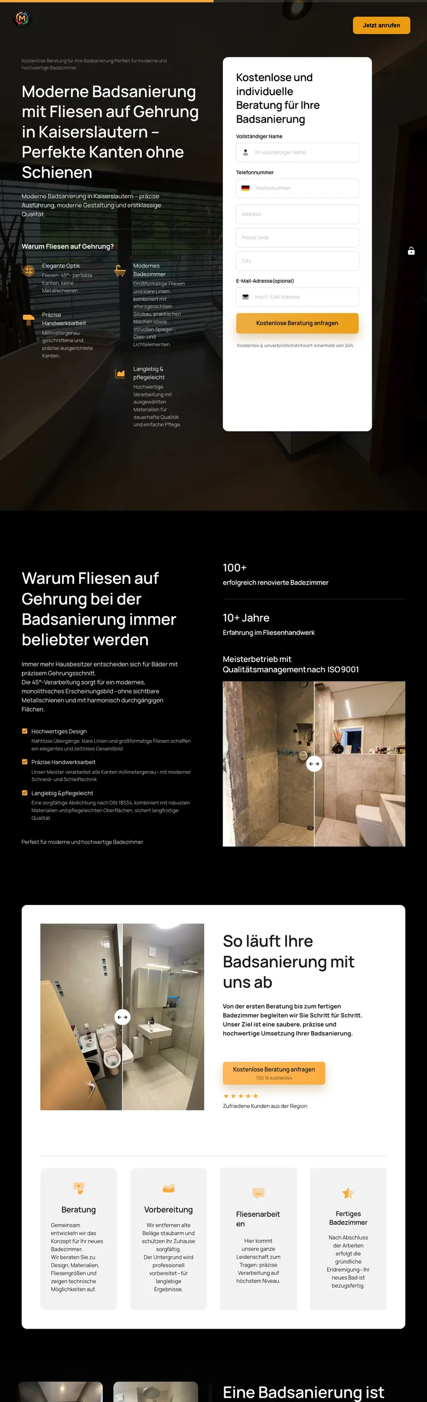Website von Fliesen Molitor, gebaut von Anfragewerk